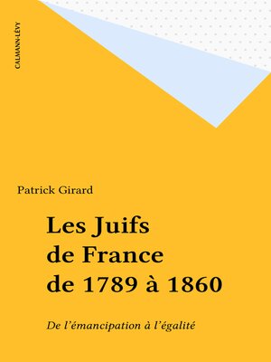 cover image of Les Juifs de France de 1789 à 1860